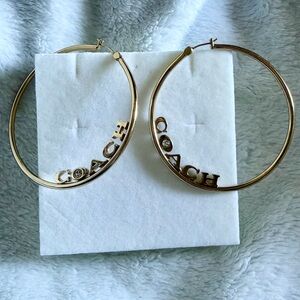 Coach Gold Logo Hoop Earrings